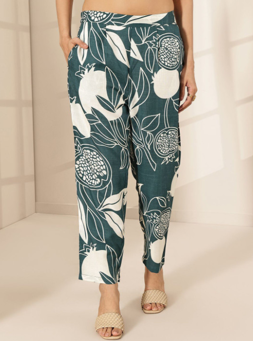 Designer Green Leaf Print Co-Ord Set for Women
